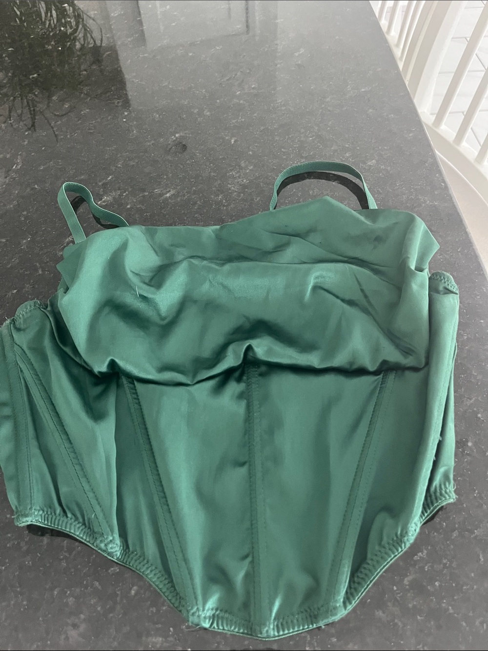 Urban Outfitters Green Satin Crop Corset Top